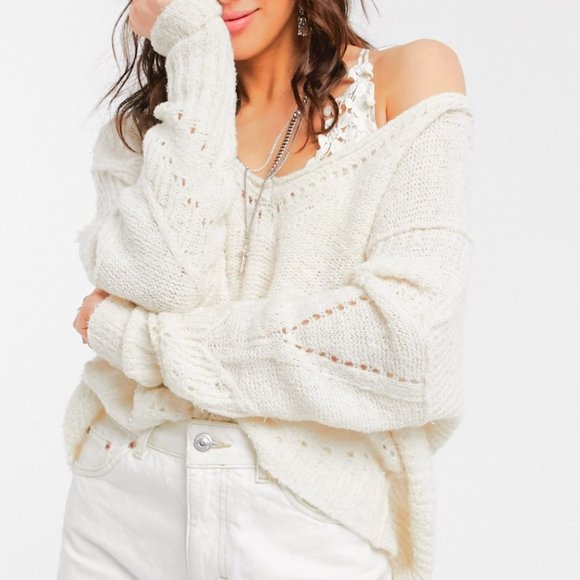 Free People Sweaters - Free People Seashell Openwork Linen Sweater